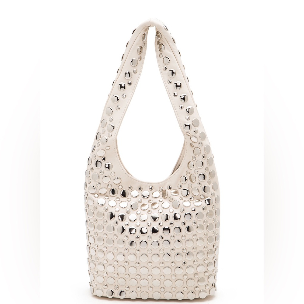 Black & Silver Studded Slouchy Hobo Bag - Picture 3 of 7
